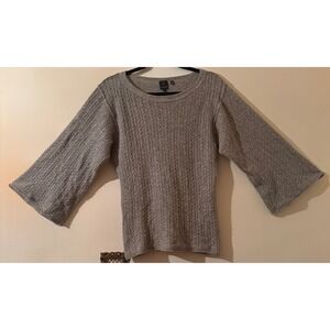 b.chyll 100% Cashmere Women's Gray Cable Knit Bell Sleeve Sweater Size M
